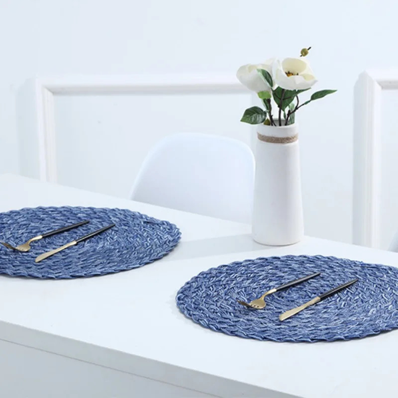 مضفر طاولة طعام مستديرة الزخرفية مكان حصيرة غير زلة مقاومة للحرارة حامل الأطباق وسادة واقية غطاء اكسسوارات المطبخ