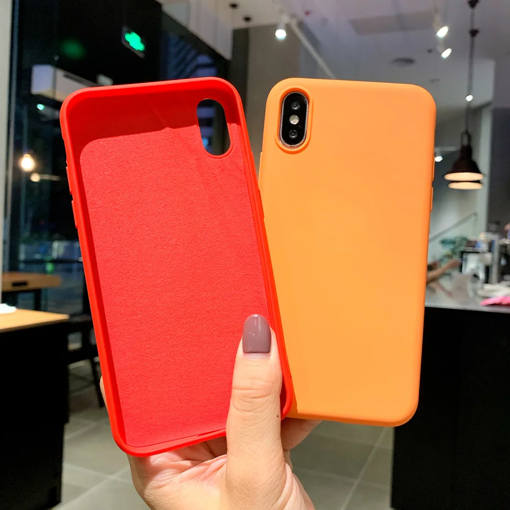 Однотонный силиконовый фланелевый костюм для влюбленных из ТПУ Iphone XR X XS Max 6 S 7 8 Plus
