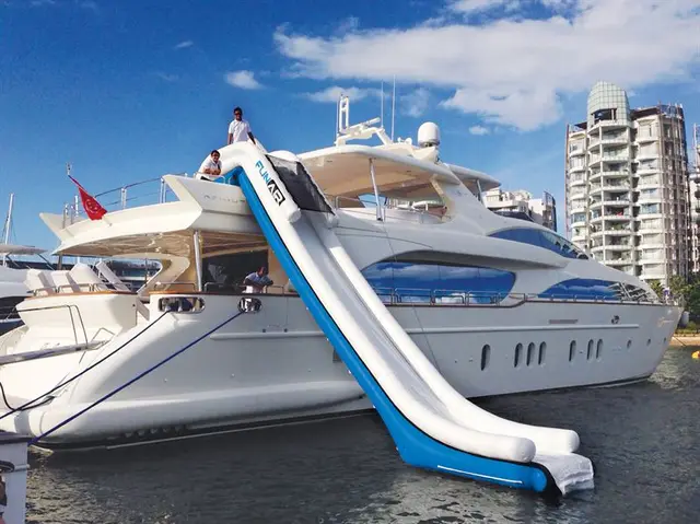 yacht used water park slide water slide boat inflatable yacht floating slide