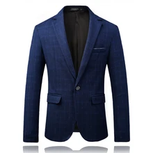Мужская официальная одежда костюмы приталеные блейзеры костюмы куртки синяя клетчатая куртка пальто Высокое качество Мужские свадебные платья Блейзер Куртки