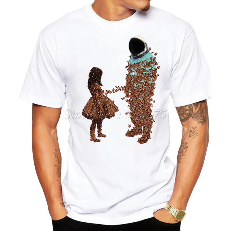 

New Arrivals 2018 Men's Creative Butterfly Transfusion Printed T Shirt Cool Summer Tops High Quality Casual Tee