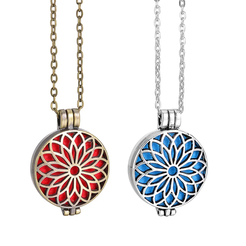

1Pc Antique Bronze Aromatherapy Pendant Essential Oil Diffuser Necklace For Gift With Free Chian and Felt Pads