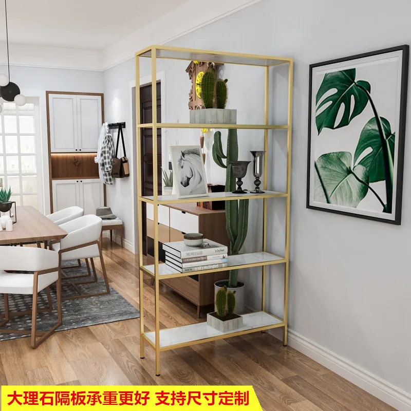 

Custom Nordic Marble Hanger Hardware Shelf Partition Bookshelf Brushed Gold Display Rack Living Room Jewelry Display Stand