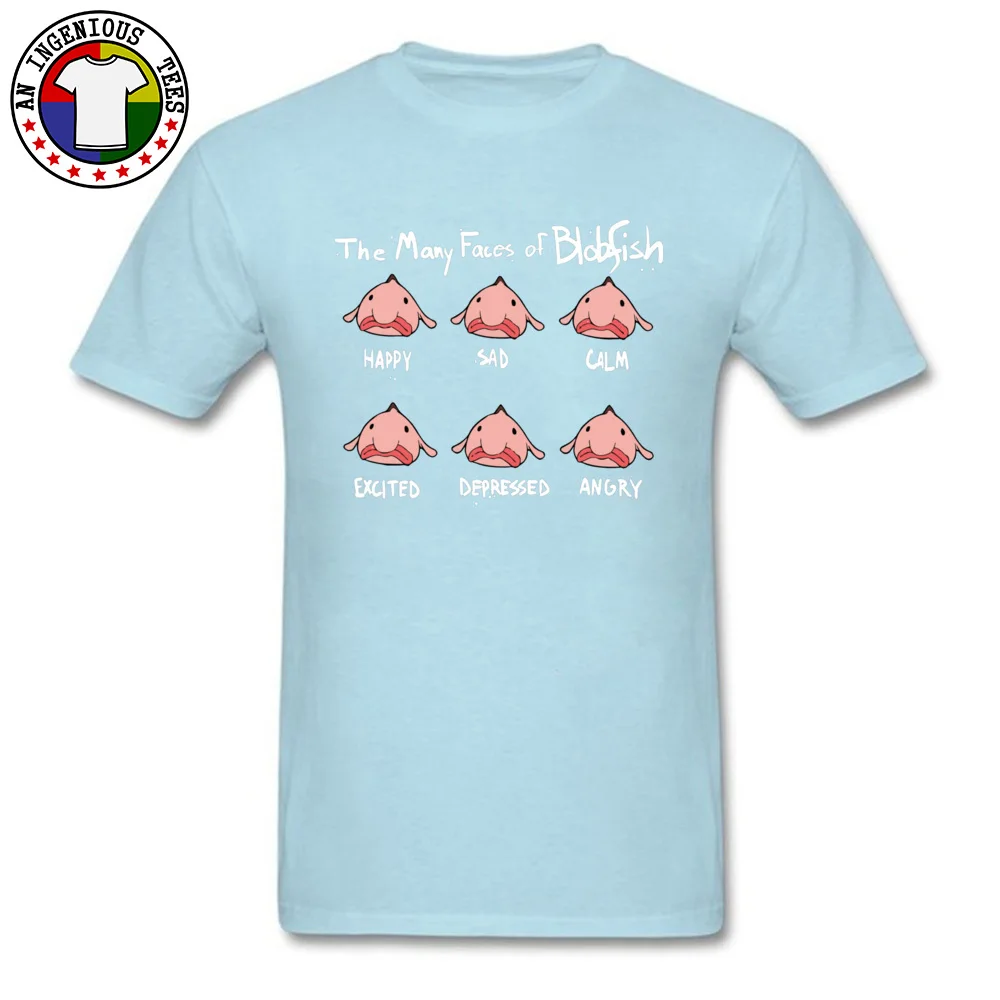 Tees Summer Summer/Fall Coupons Printed Short Sleeve 100% Cotton Crewneck Men's T-shirts Printed T-Shirt Wholesale The Many Faces Of Blobfish -2193 light