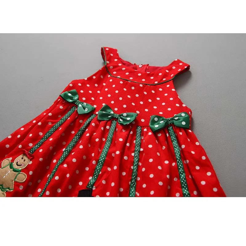 Рождественский костюм из 2 предметов/набор Детское осенне-зимнее платье+футболка с длинным рукавом Одежда для девочек с 2 до 7 лет
