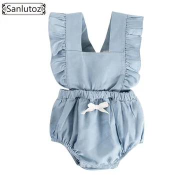 

Sanlutoz Newborn Baby Girl Clothes Summer 2018 Baby Rompers Ruffle Cotton Infant Jumpsuit Toddler Clothing with Bow Princess