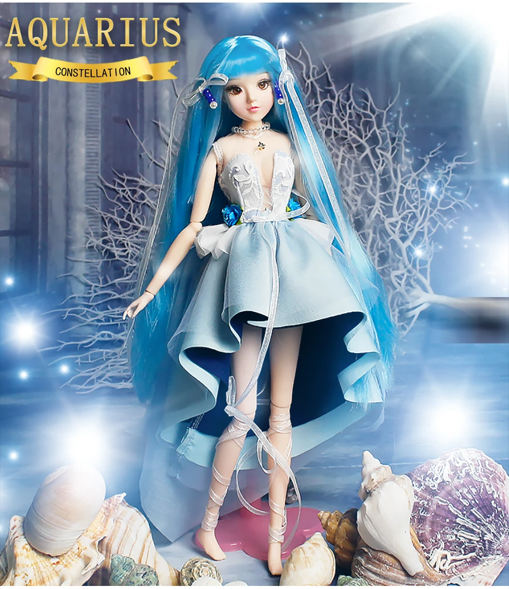 Кукла блайз DBS MMGirl 12 созвездий Водолей 1/6 30 см синее платье игрушка для тела мечты