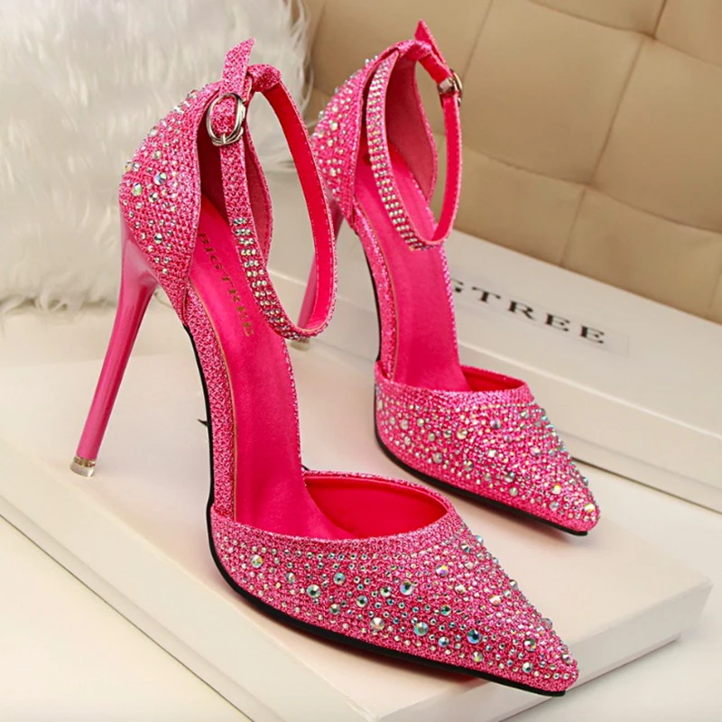 Женская обувь высокая heelssexy женская на высоком каблуке серебристые со стразами