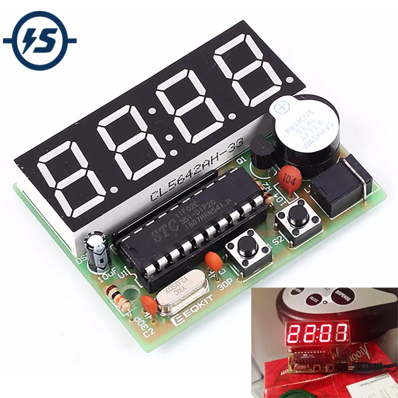 Kit Fai Da Te Orologio Digitale Con Saldatura – 4 Cifre, Data E Temperatura, Sensore Di Luce