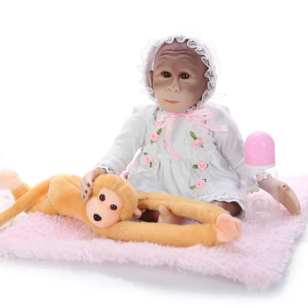 46 см уникальный силиконовый Reborn Monkey Baby Doll игрушки Реалистичные 18 дюймов Маленькая обезьяна кукла для мальчиков и девочек Рождественский