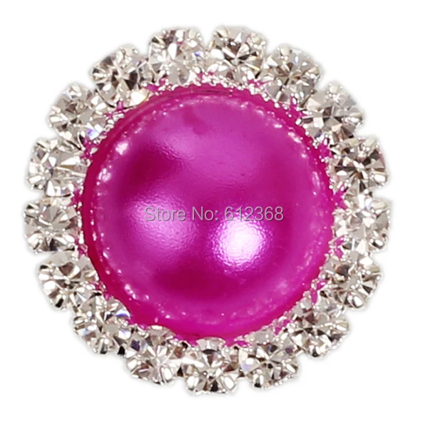 

Free shipping 100pcs 21mm DIY Crystal Round Metal Rhinestone Pearl Button Wedding Embellishment Headband-Rose Red