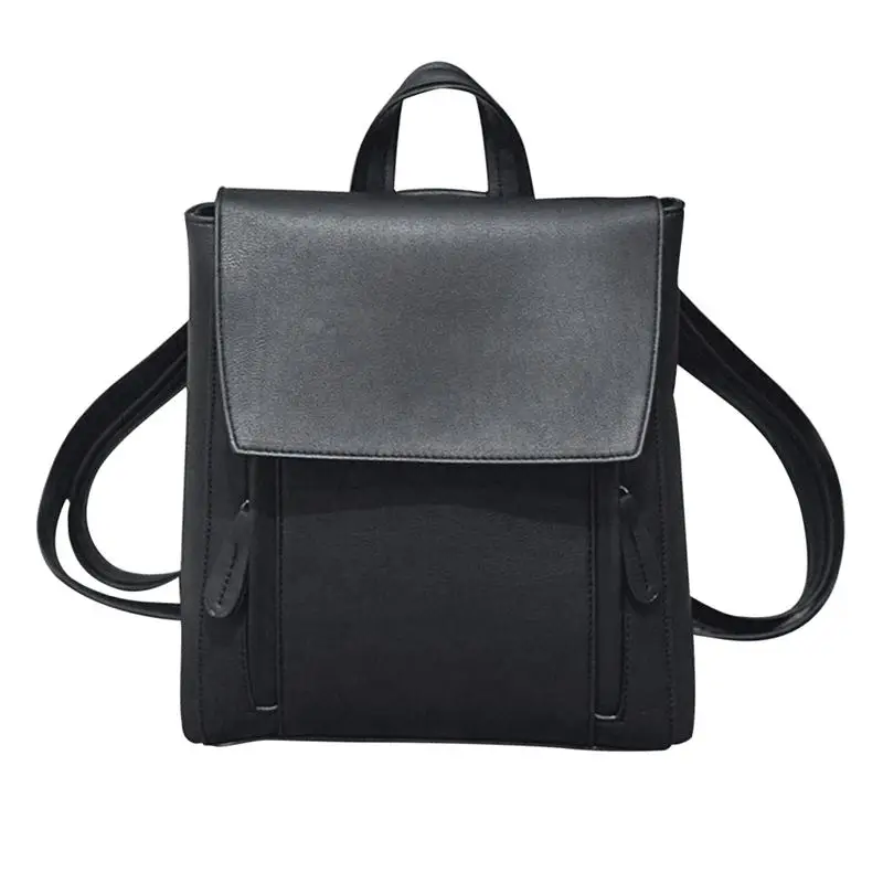 Женская кожаная сумка для книг на плечо школьная сумка ранец рюкзак для путешествий (черный)
