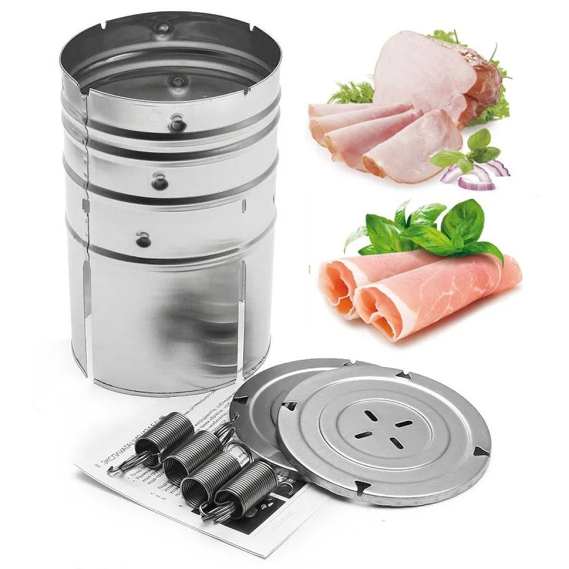 

Round Shape Stainless Steel Ham Press Maker Machine Seafood Meat Poultry Tools Kitchen Cooking Tools 3 Layer Hamburger Machine