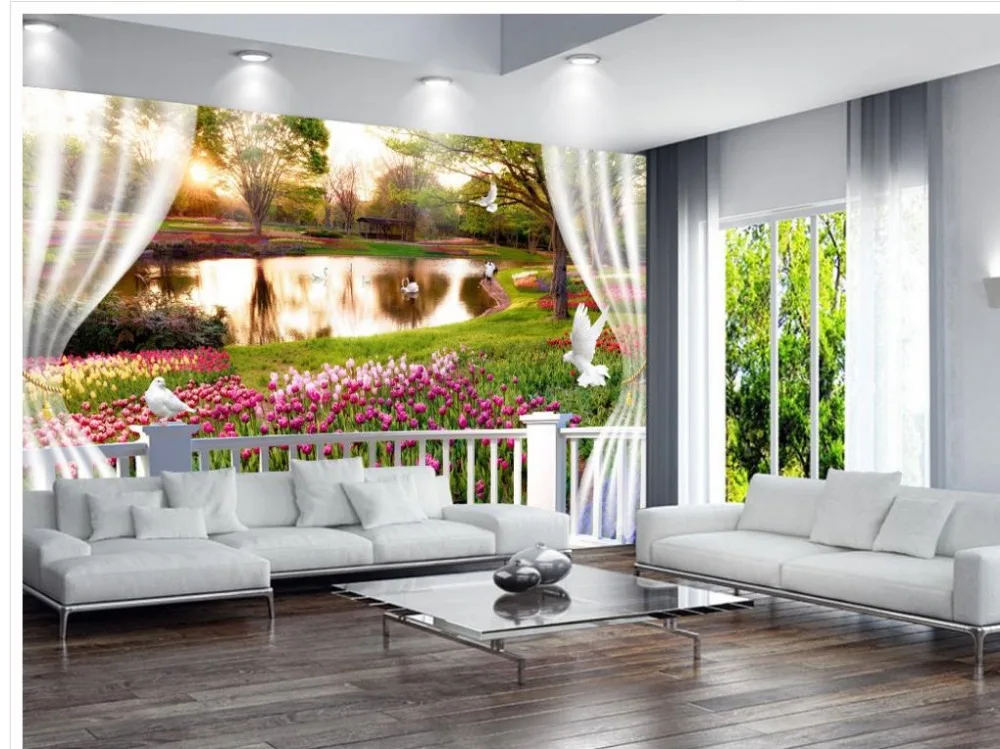 3d angepasst tapete Dekoration 3D fenster Blumen zimmer