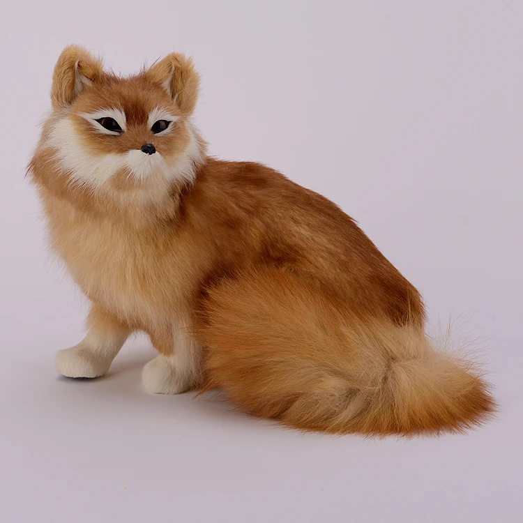 big simulation yellow fox toy resin&fur sitting fox model gift about 35x28x26cm 2088