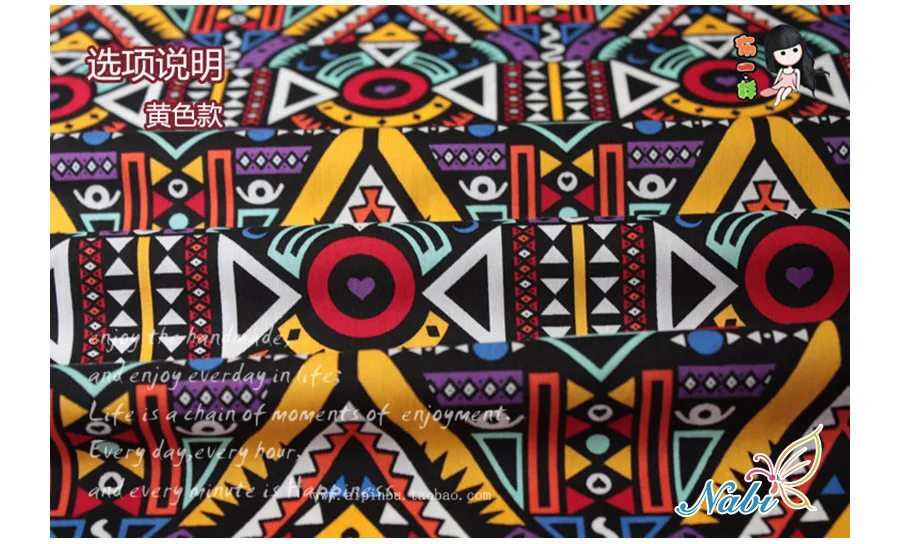 Хлопчатобумажная ткань Лоскутная Ткань счетчиком ткань для вышивки для мебели таинственный Племенной Винтаж 50x145 см