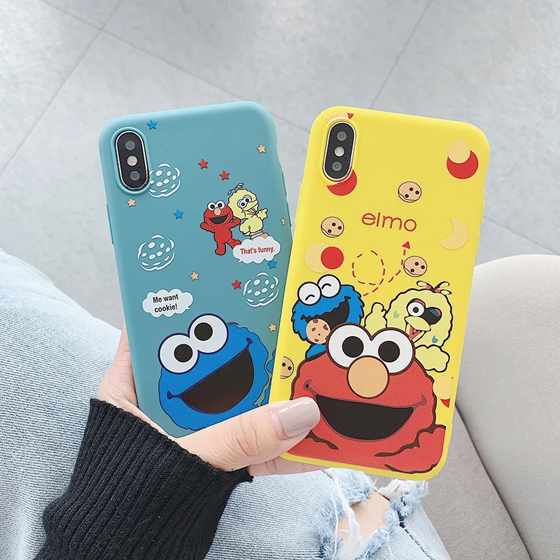 

Cartoon Sesame Street For iPhoneXs XR Max Mobile phone shell For iPhone6s 7 8Plus Lovely Pinkycolor Mobile phone protective case