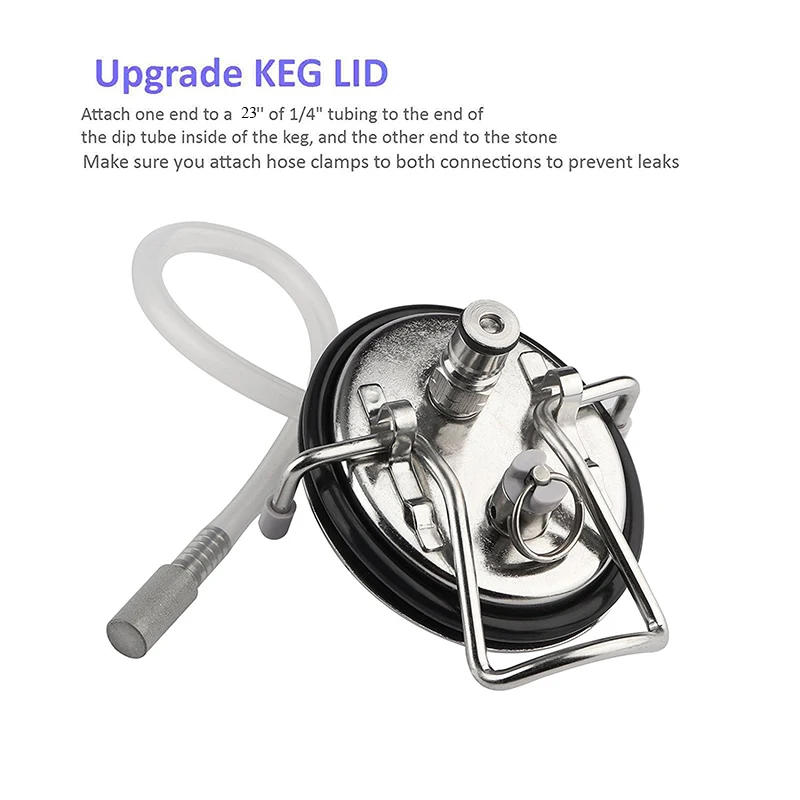 Stainless Steel  Carbonation lid With Diffusion Air Stone Keg Lid Kit 