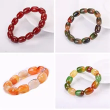 Агат Янтарный баррель бусины браслеты натуральный камень подвеска любовь круглая цепочка бисер браслеты ювелирные изделия для женщин друг подарок