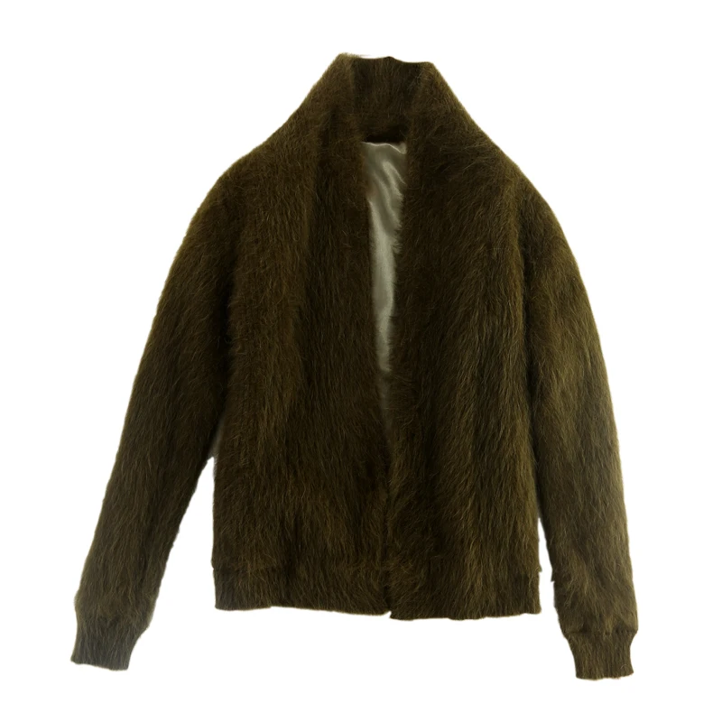 Mink cashmere Sweater  Autumn Winter New arrival Real Water Fur Fashion Cardigan Shawl Thickened Short paragraph coat  