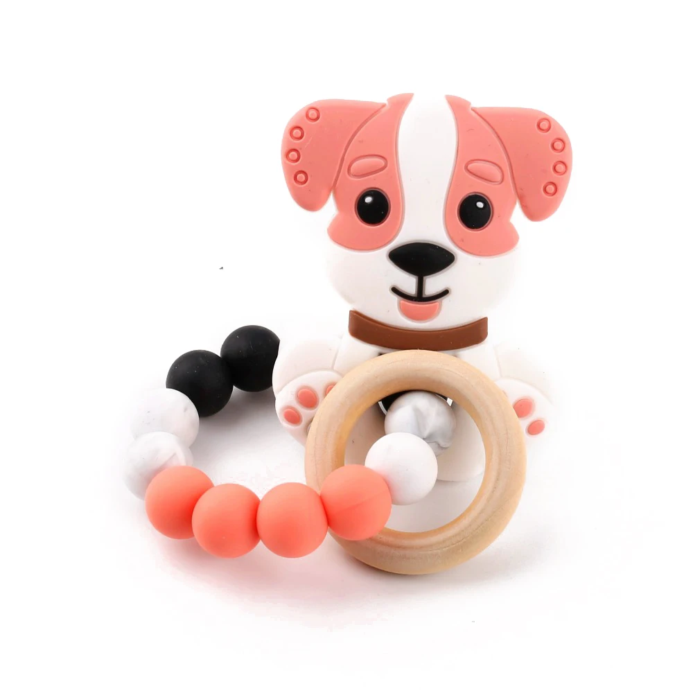

Bite Bites Silicone Bracelet Baby Teething Dog Ring Chewing Silicone Beads Handmade Infant Nursing Gift Toys Baby Teether