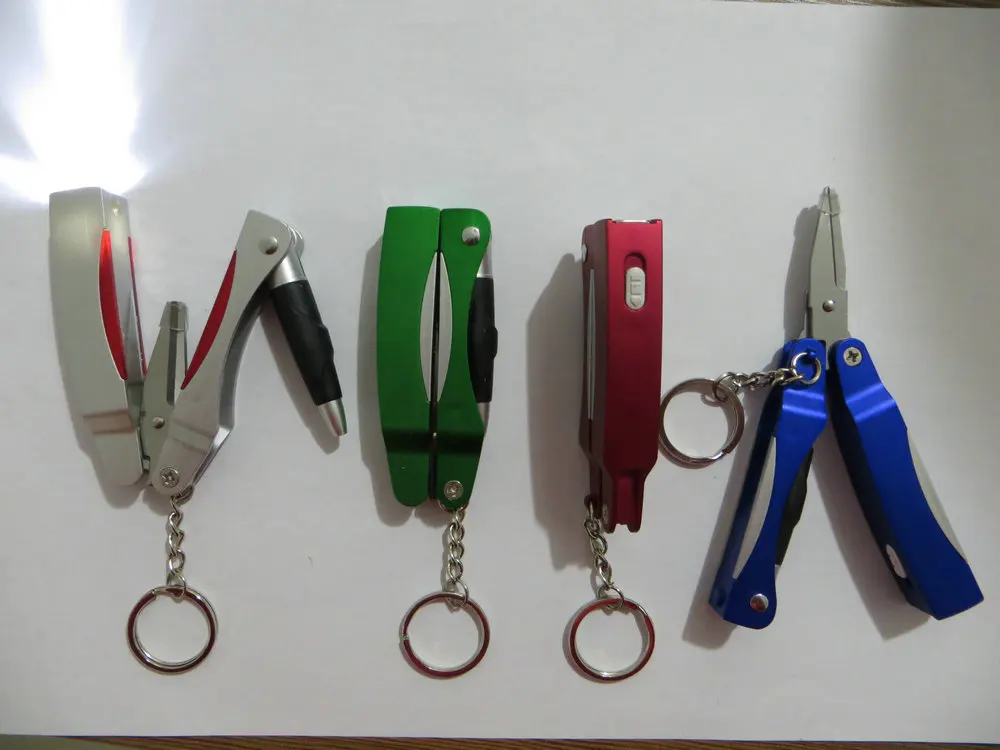 1pc multi function keychain with scissor led light pen foldable pen