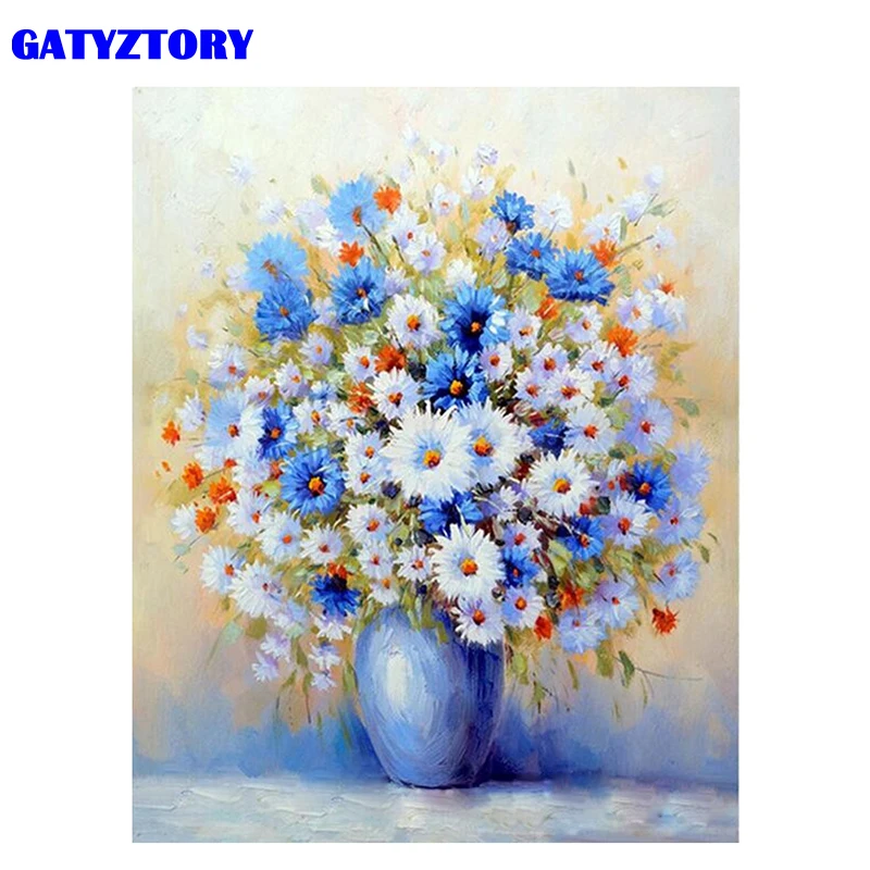 

GATYZTORY Frame Flowers DIY Painting By Number Modern Wall Art Canvas Painting Acrylic Paint By Numbers For Home Decors 40x50cm
