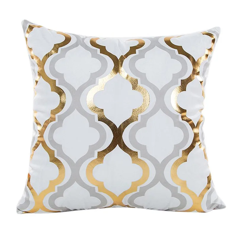 Geometric Gold Foil pillow covers case golden design living room