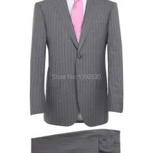 Лидер продаж шерсть изготовление под заказ Серый с розовой полосой две кнопки лацкан с тупым углом 2 предмета костюм