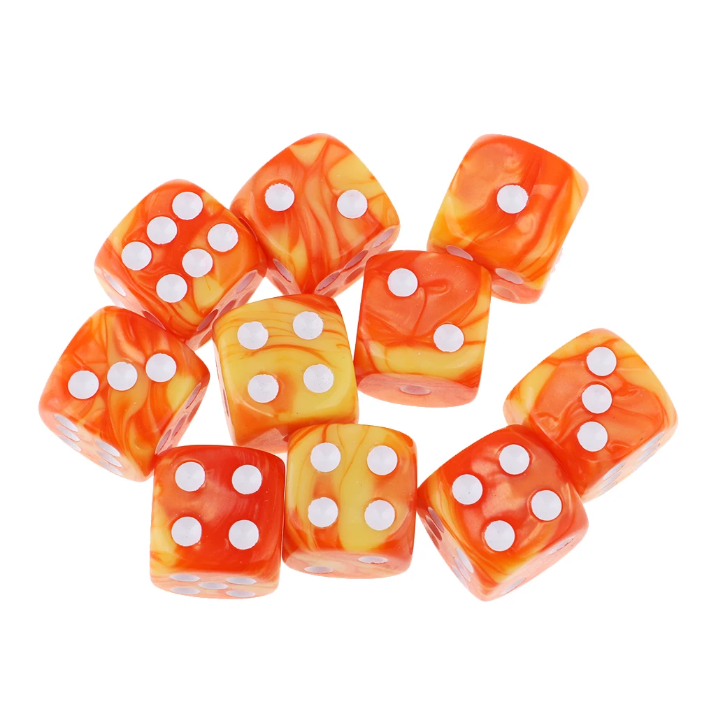 MagiDeal 10pcs 6-Sided Dice Set Bright Colors 16 mm Dice Game Multi-Sided Dice for Board Games Casino Gifts Teaching