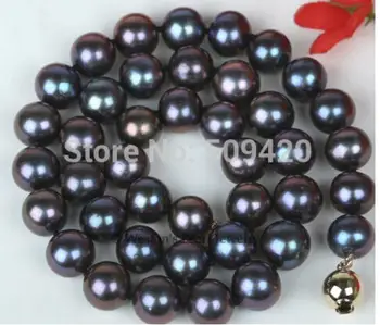 

free shipping >>>10MM LARGE SIZE BLACK GENUINE CULTURED FRESHWATER PEARL CHOKER NECKLACE