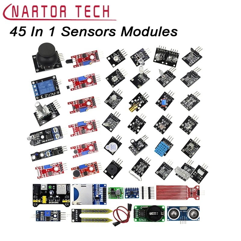 Nartor 45 в 1 стартовый комплект модулей датчика s для Arduino датчиков DIY Бесплатная