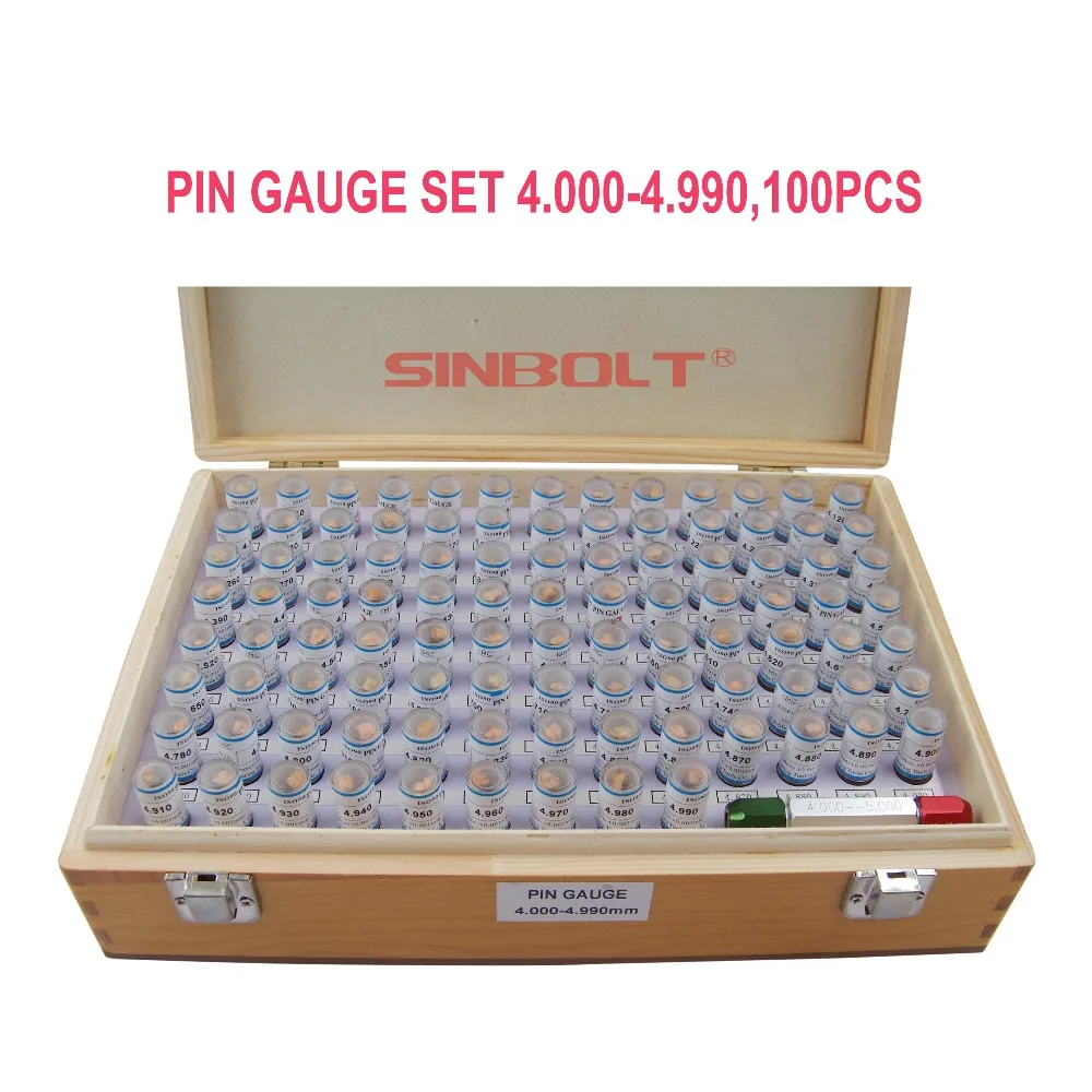 Sinbolt pin gauge /Plug Gauge Set,4.000mm 4.990mm,100pcs+Pin Gauge