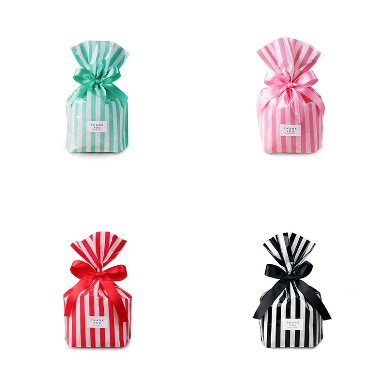 

10pcs 14x20cm Stripe Romantic OPP Cute Packaging Bags For Wedding Birthday Cookie Candy Baking Gift Plastic Bag Party Favors 9z