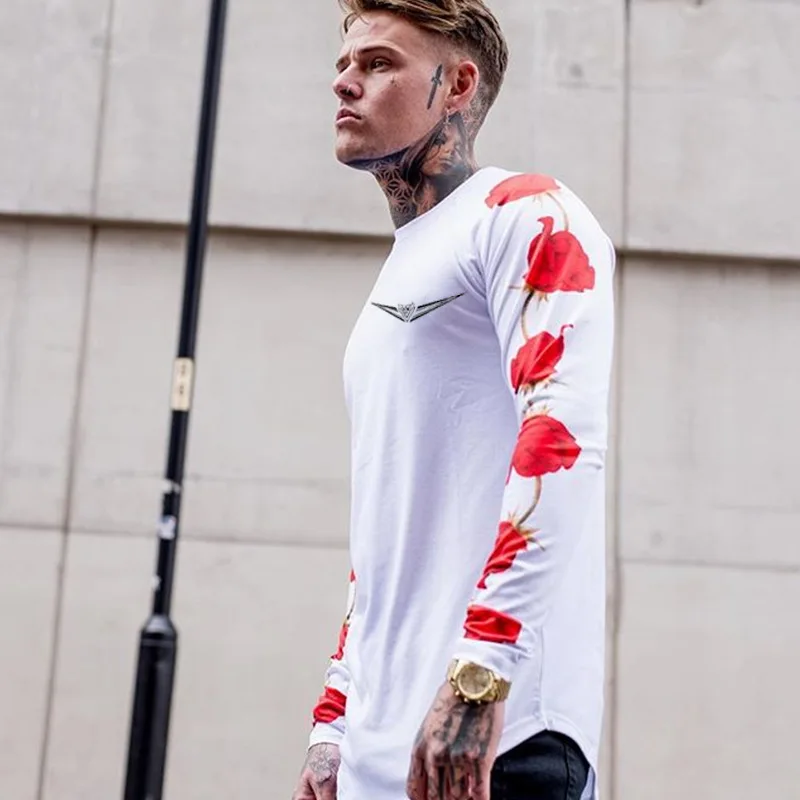 

Sport Clothing Men Running Gym t shirt Fitness Spring Summer Slim Shirts Male Tops Bodybuilding Long Sleeve Personality tees Men