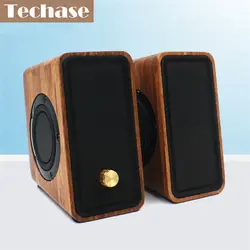 Techase Компьютерные колонки Bamboo Caixa де сом Amplificada HiFi Звук Громкоговорителя AUX-IN мини-усилитель Altavoces Ordenador MP3