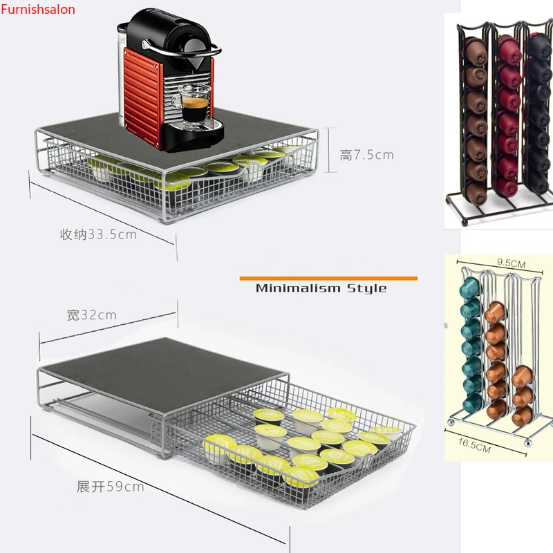

New coffee 42 capsules shelf capsule shelves pod holder Dispenser Dispensing Tower Stand Storage Rack cafe machine table set