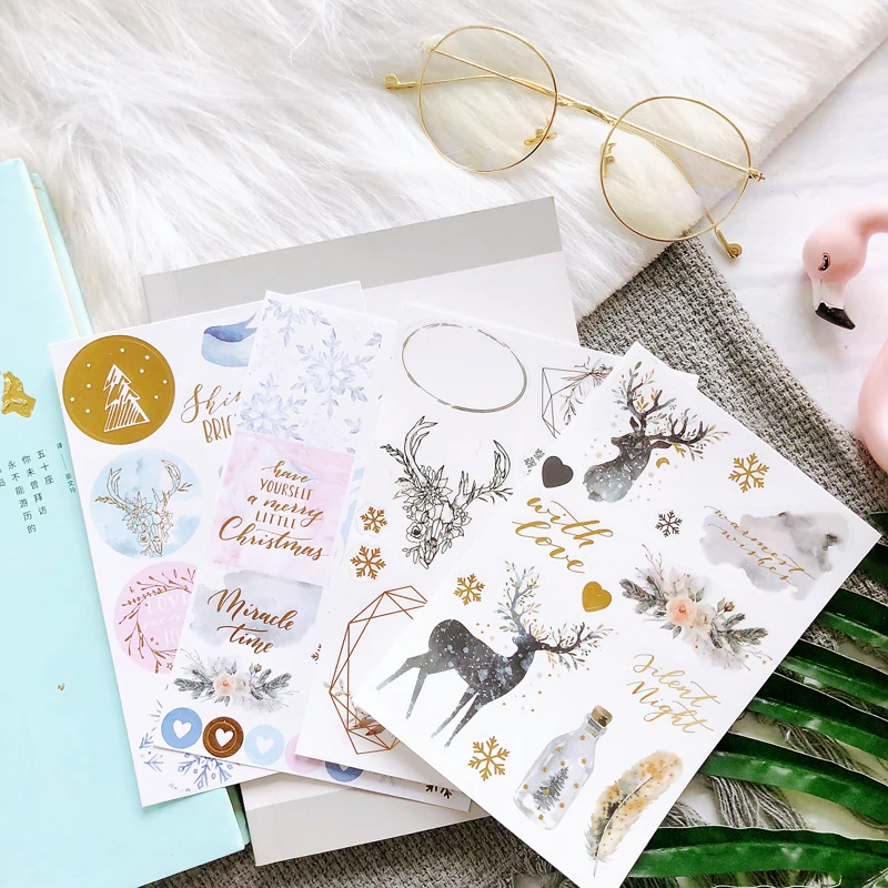 

Lovedoki 2019 Scrapbooking Stickers Planner Accessories Christmas Theme Notebook Diary Decorative Sticker Stationery Supplies
