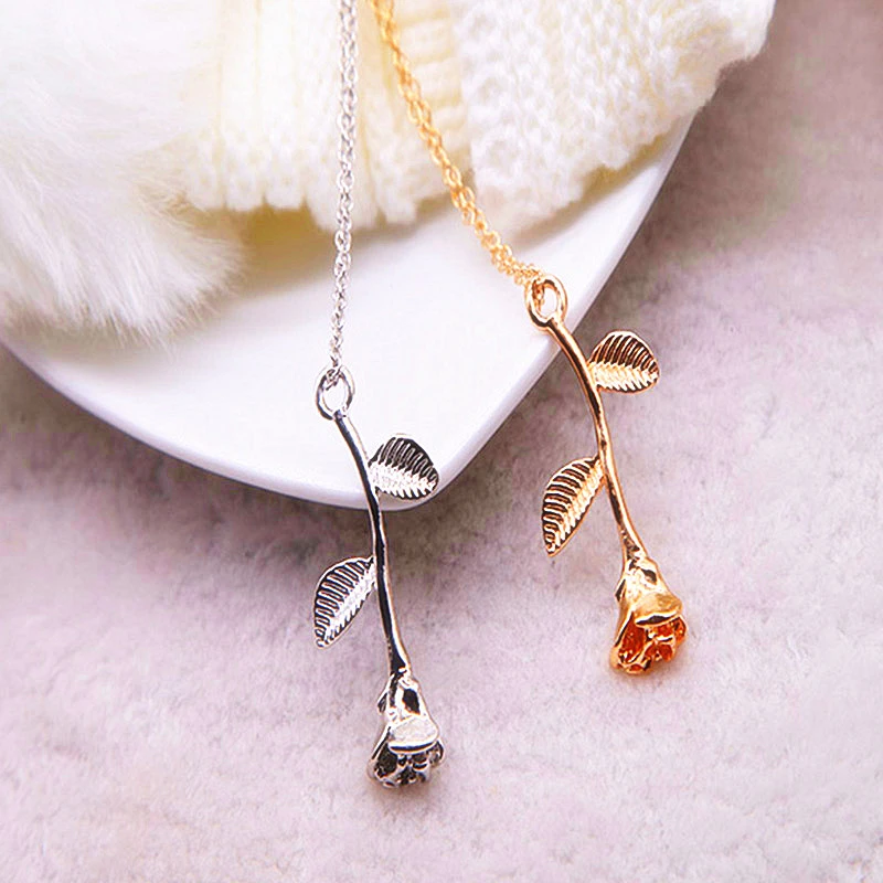 

x54 Vintage Gold/Silver Flower Pendant Necklaces For Women Rose Necklaces Statement Jewelry Exquisite Gift Wholesale Free Ship