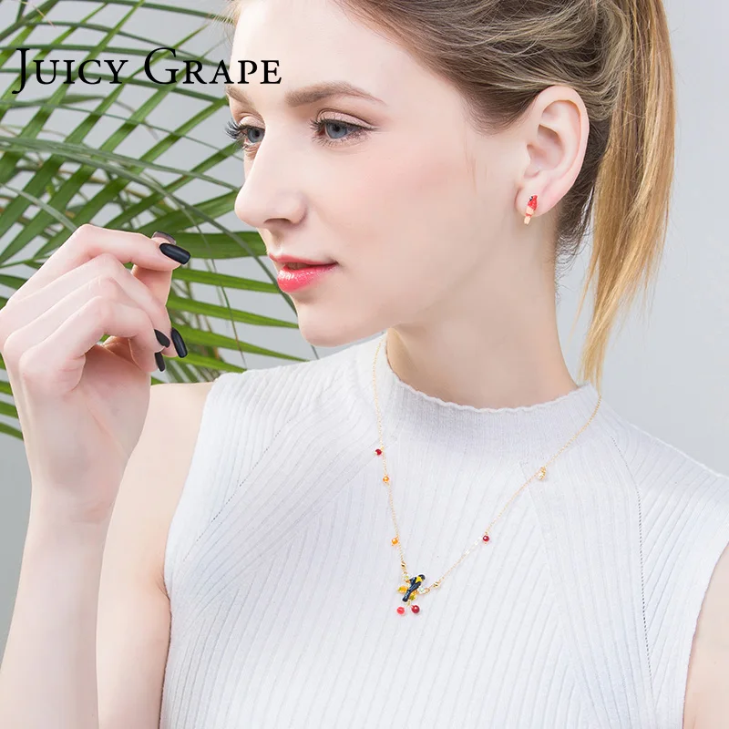 Новый Шаблон Эмаль Глазурь Иволга Птица Птичка Вишня Многие Падают Ожерелье