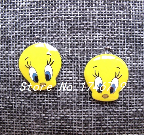 

Hot Sale 10 pcs Cartoon Tweety Bird Head Charm Pendants DIY Jewelry Making Accessories For Best Gift PY-65