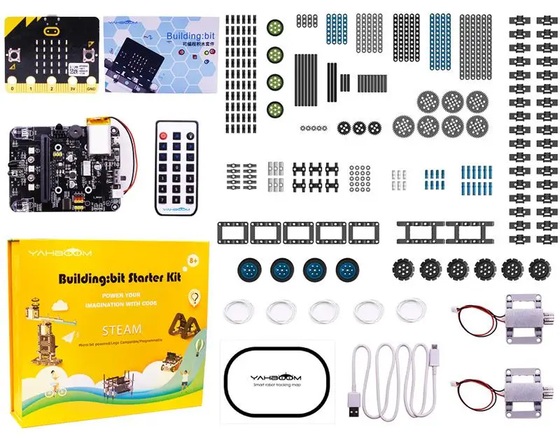 Yahboom умный робот автомобиль Строительство: Набор бит блок на основе микро: бит обучающая игрушка робот RC автомобиль для детской игрушки - Цвет: With micro bit