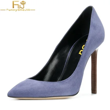 

FSJ Autumn Fashion Light Blue Soft Suede 2020 Women Thin High Heels Pumps Pointed Toe Dress Work Shoes Woman Decollete Donna