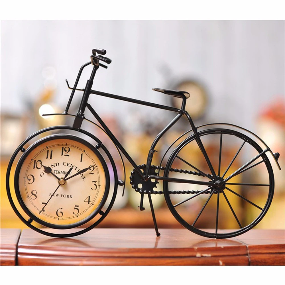 Metal bicycle desktop clock mute home decoration vintage table clock horloge frozen reloj Metal bicycle desktop clock mute home decoration vintage table clock horloge frozen reloj