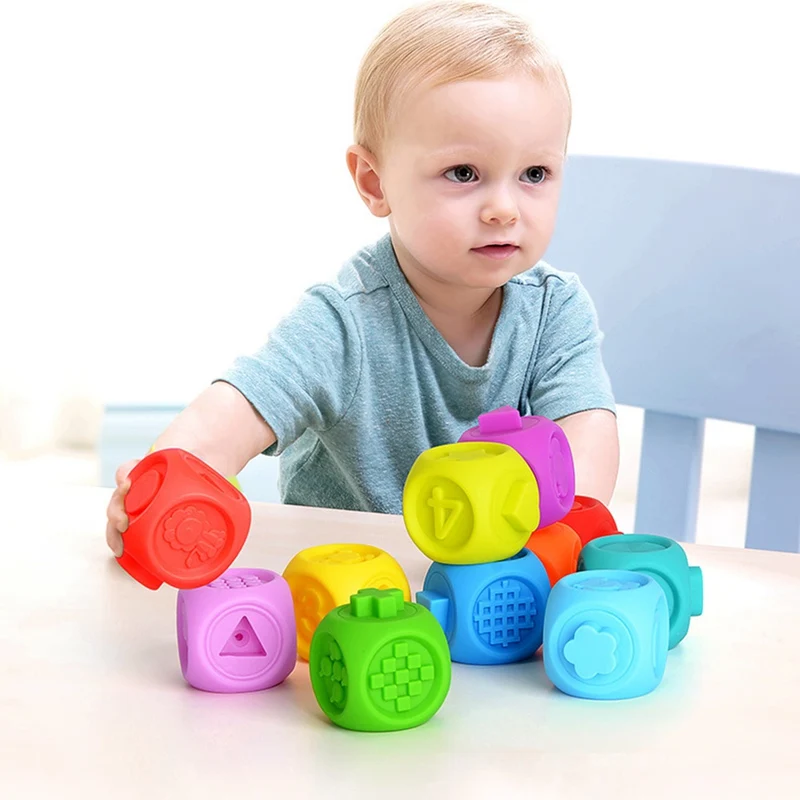 New Baby Grasp Toy Building Blocks 3D Touch Hand Soft ...