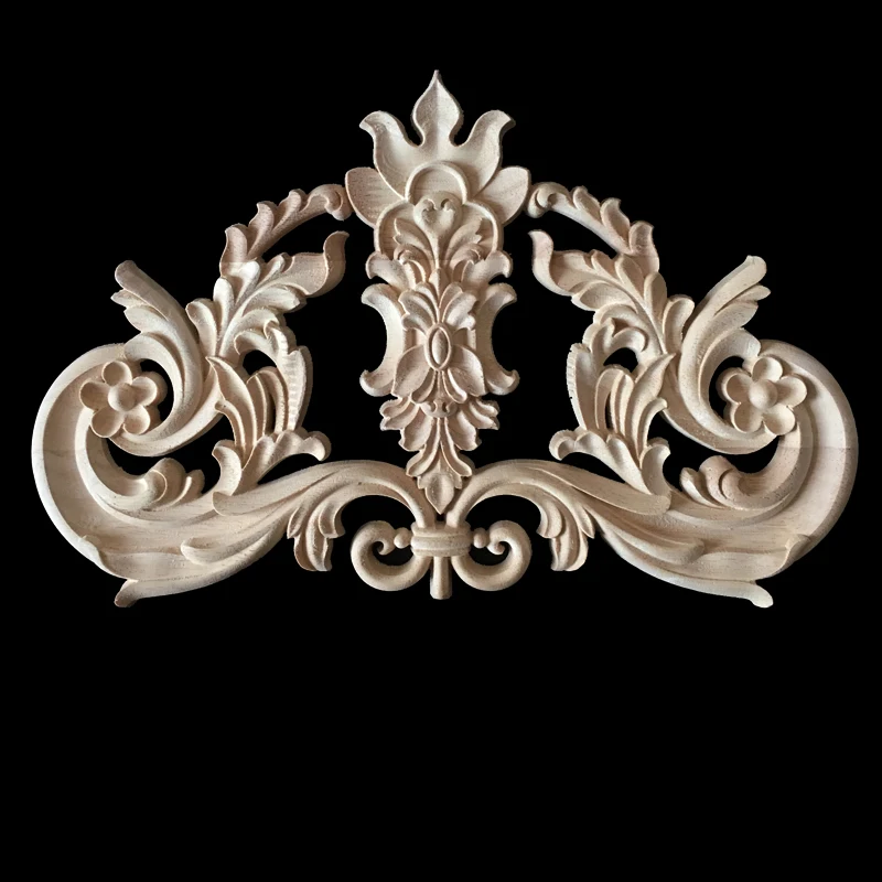 Details about   Wooden Carved Onlay Appliques Wood Carving Decal Furniture Door Cabinet Decor 