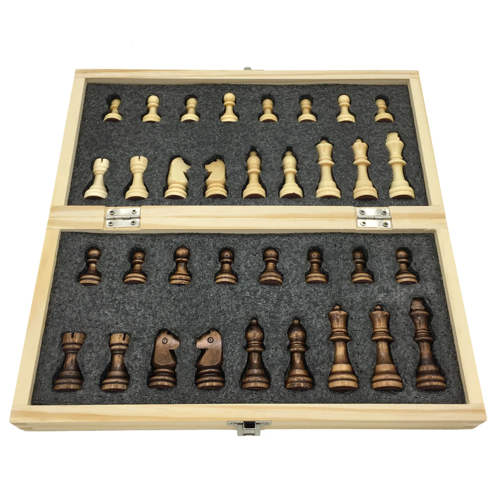 

Wooden Chess Set Folding Chessboard With Magnetic Chess Board Size 29 cm x 29 cm Children Gift Tournament Chess Board Game