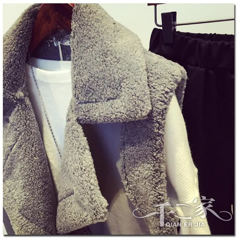 Thick Biker Jacket Vest Women Autumn Winter Sleeveless Lamb Fur Jacket Waistcoat Women Casual Faux Fur Coat Female Vest NS723