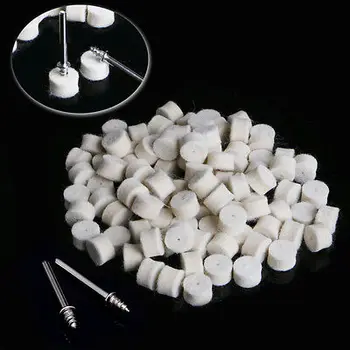 

100Pcs 13mm Wool Felt Polishing Buffing Pad + 2 Shank For Dremel Grinding Wheel