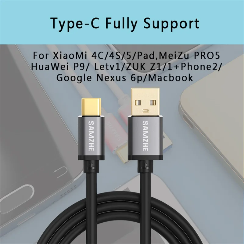 SAMZHE USB2.0 USB Type C кабель для мобильного телефона 5V 2A зарядный Xiaomi Samsung Huawei 0 25 m/0 5 m/1m/1